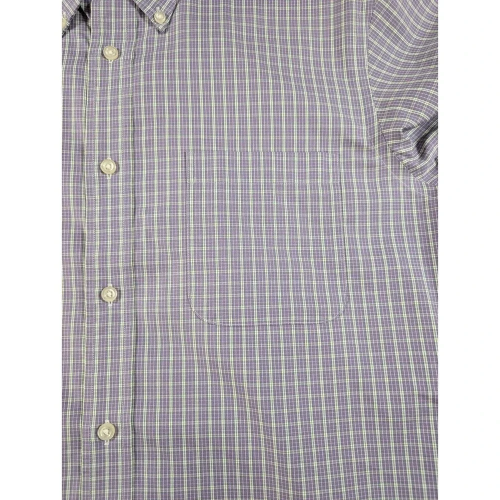 Lands' End Shirt Mens 15-33 M Purple Plaid No Iron Oxford Button Down Preppy - Picture 5 of 8